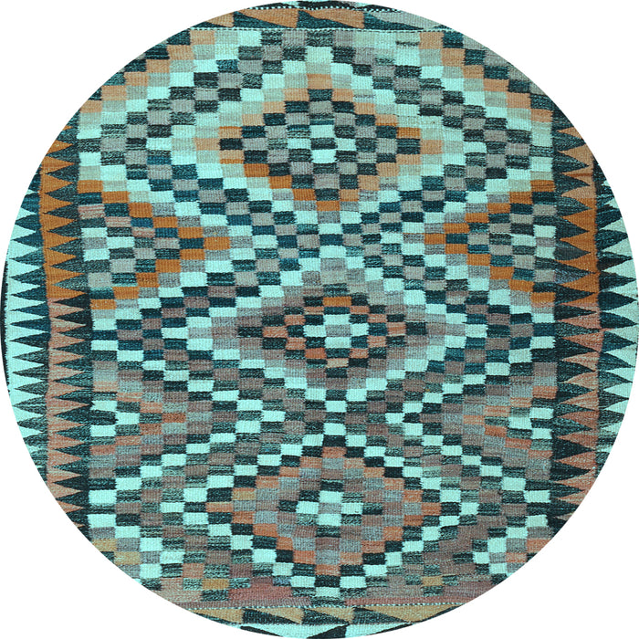 Round Machine Washable Persian Light Blue Traditional Rug, wshtr2670lblu