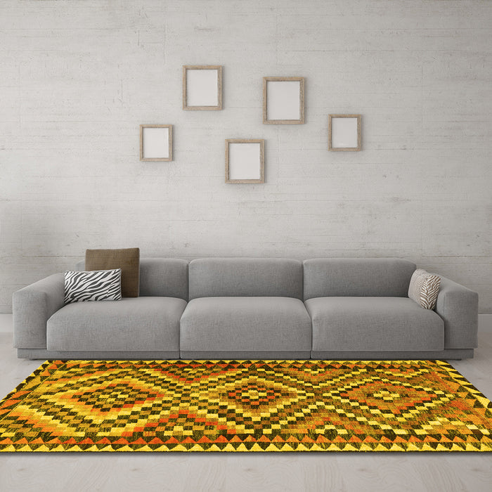Machine Washable Persian Yellow Traditional Rug in a Living Room, wshtr2670yw