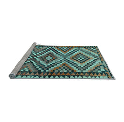 Sideview of Machine Washable Persian Light Blue Traditional Rug, wshtr2670lblu