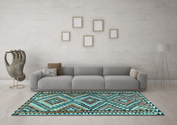 Machine Washable Persian Light Blue Traditional Rug in a Living Room, wshtr2670lblu