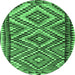 Round Persian Emerald Green Traditional Rug, tr2670emgrn