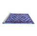 Sideview of Machine Washable Persian Blue Traditional Rug, wshtr2670blu