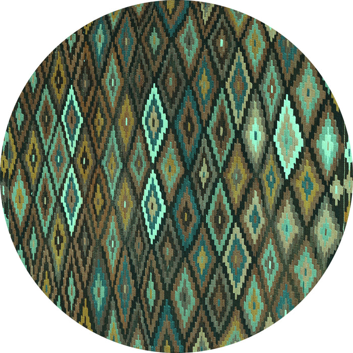 Round Persian Turquoise Traditional Rug, tr2671turq