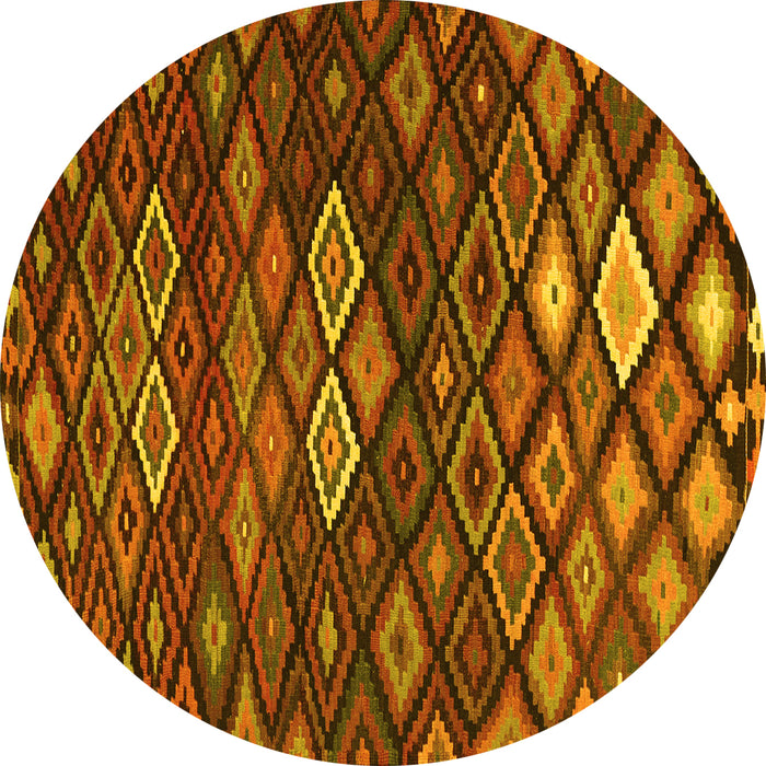 Round Persian Yellow Traditional Rug, tr2671yw