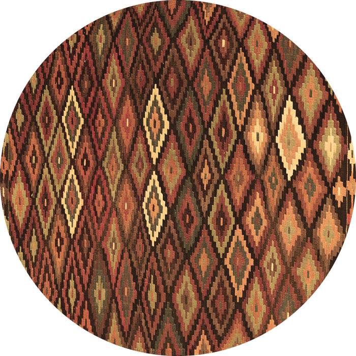 Round Persian Brown Traditional Rug, tr2671brn