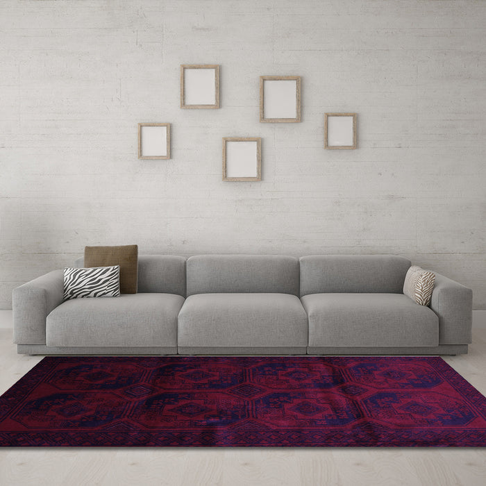 Machine Washable Persian Purple Traditional Area Rugs in a Living Room, wshtr2672pur