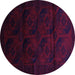 Round Persian Purple Traditional Rug, tr2672pur