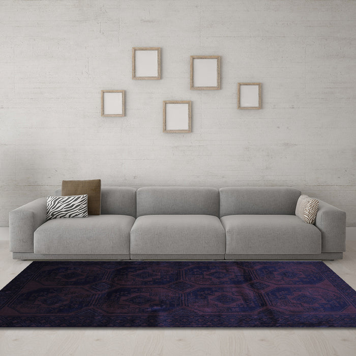 Machine Washable Persian Blue Traditional Rug in a Living Room, wshtr2672blu