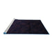 Sideview of Machine Washable Persian Blue Traditional Rug, wshtr2672blu