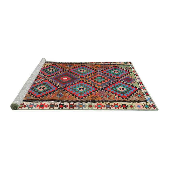 Sideview of Machine Washable Traditional Saffron Red Rug, wshtr2673