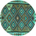 Round Persian Turquoise Traditional Rug, tr2673turq