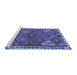 Sideview of Machine Washable Persian Blue Traditional Rug, wshtr2673blu