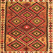 Round Machine Washable Persian Orange Traditional Area Rugs, wshtr2673org