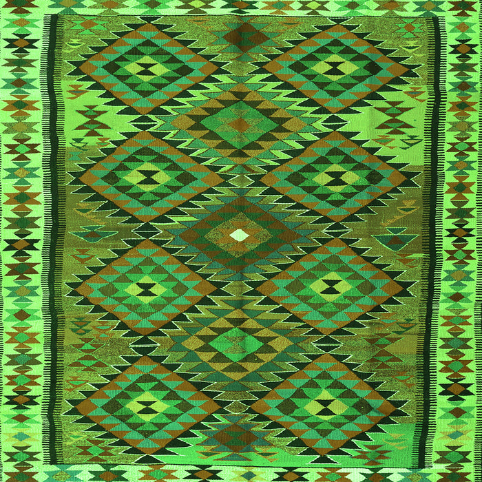 Round Machine Washable Persian Green Traditional Area Rugs, wshtr2673grn