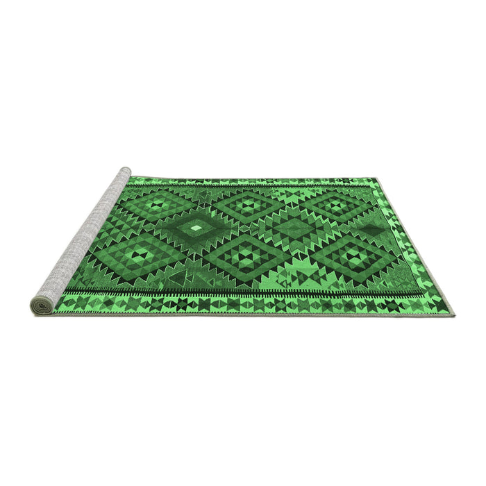 Sideview of Machine Washable Persian Emerald Green Traditional Area Rugs, wshtr2673emgrn