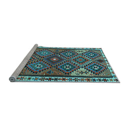Sideview of Machine Washable Persian Light Blue Traditional Rug, wshtr2673lblu
