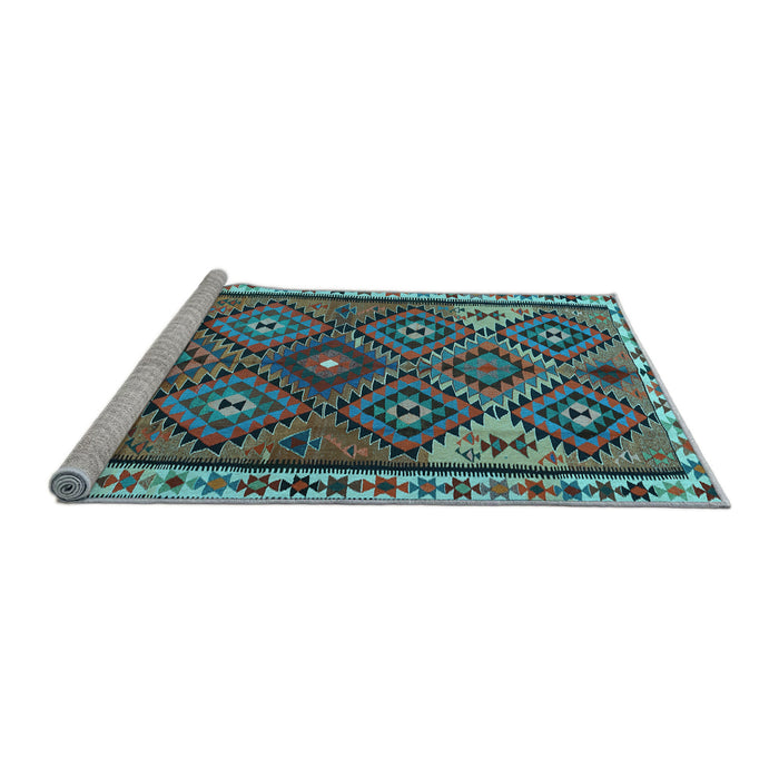 Sideview of Machine Washable Persian Light Blue Traditional Rug, wshtr2673lblu