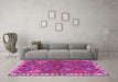 Machine Washable Persian Pink Traditional Rug in a Living Room, wshtr2673pnk