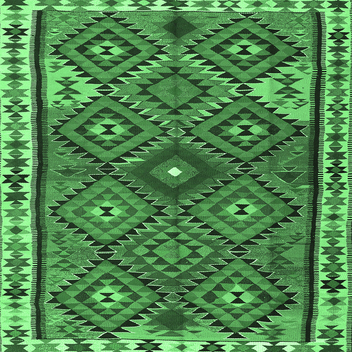 Square Machine Washable Persian Emerald Green Traditional Area Rugs, wshtr2673emgrn