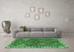 Machine Washable Persian Emerald Green Traditional Area Rugs in a Living Room,, wshtr2673emgrn