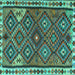 Square Machine Washable Persian Turquoise Traditional Area Rugs, wshtr2673turq