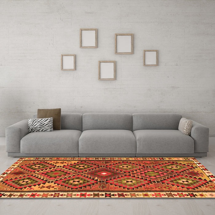 Machine Washable Persian Orange Traditional Area Rugs in a Living Room, wshtr2673org