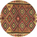 Round Persian Brown Traditional Rug, tr2673brn