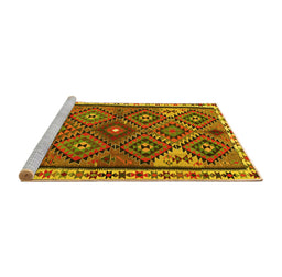 Sideview of Machine Washable Persian Yellow Traditional Rug, wshtr2673yw
