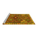 Sideview of Machine Washable Persian Yellow Traditional Rug, wshtr2673yw