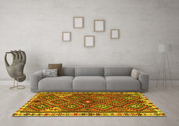 Machine Washable Persian Yellow Traditional Rug in a Living Room, wshtr2673yw