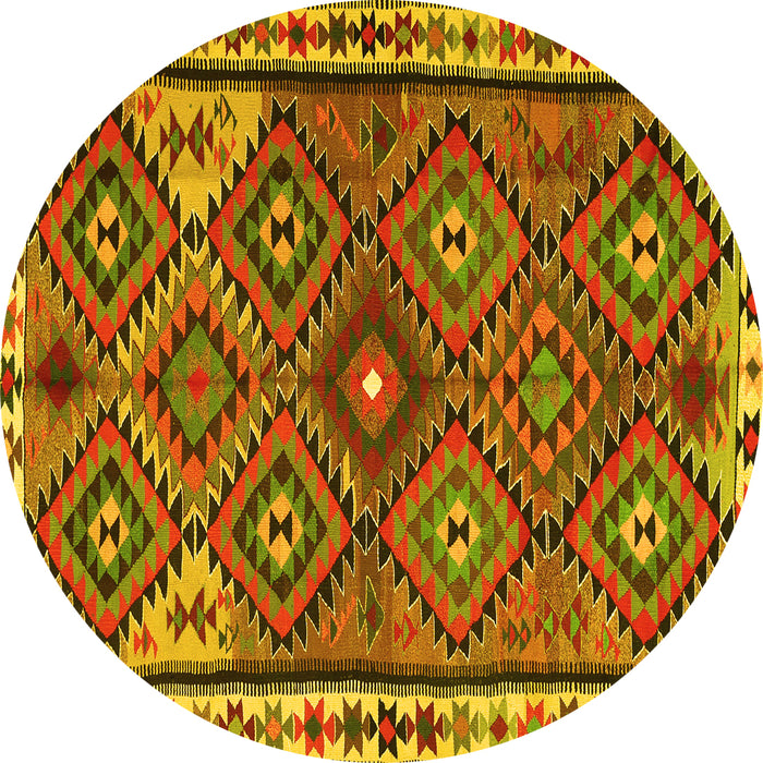 Round Persian Yellow Traditional Rug, tr2673yw