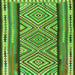 Round Machine Washable Southwestern Green Country Area Rugs, wshtr2674grn