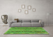 Machine Washable Southwestern Green Country Area Rugs in a Living Room,, wshtr2674grn