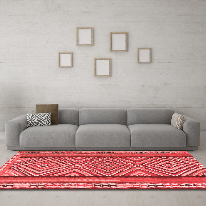 Country Red Washable Rugs