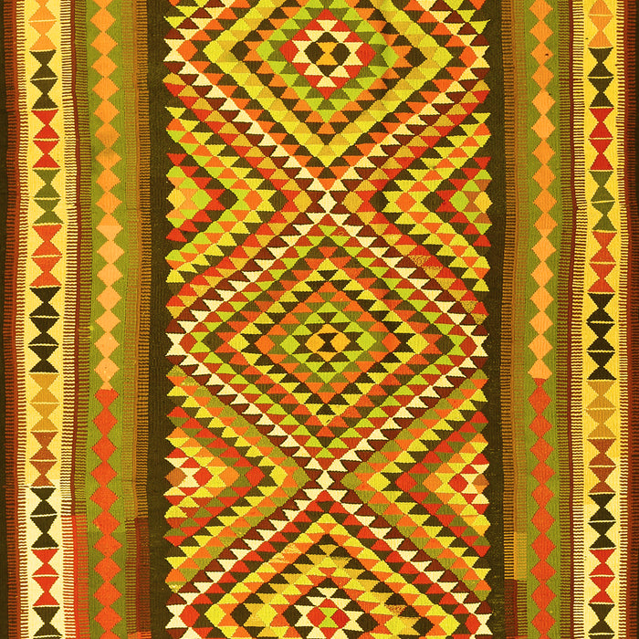 Machine Washable Southwestern Yellow Country Rug, wshtr2674yw