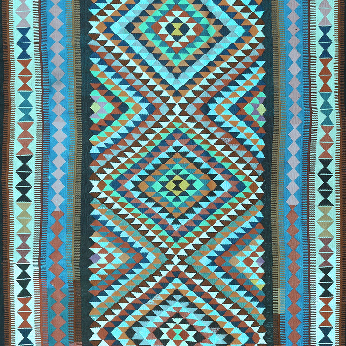 Southwestern Light Blue Country Rug, tr2674lblu