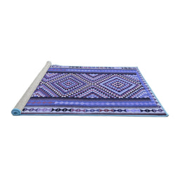 Sideview of Machine Washable Southwestern Blue Country Rug, wshtr2674blu