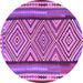 Round Southwestern Purple Country Rug, tr2674pur