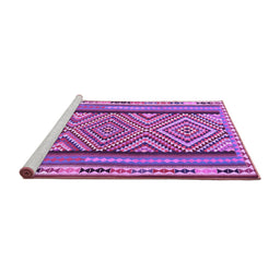 Sideview of Machine Washable Southwestern Purple Country Area Rugs, wshtr2674pur
