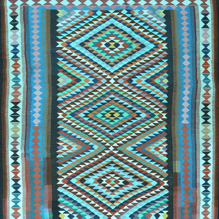 Square Southwestern Light Blue Country Rug, tr2674lblu