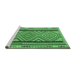 Sideview of Machine Washable Southwestern Emerald Green Country Area Rugs, wshtr2674emgrn