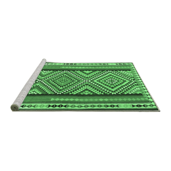 Sideview of Machine Washable Southwestern Emerald Green Country Area Rugs, wshtr2674emgrn