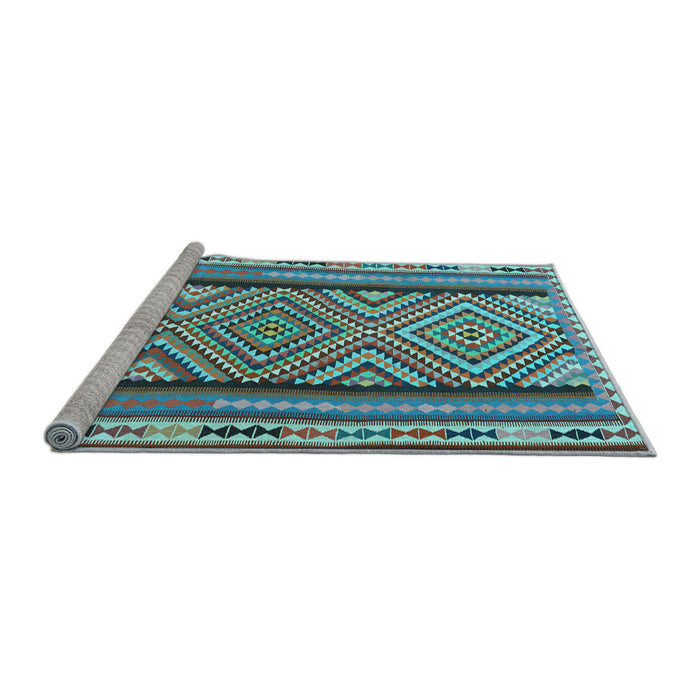 Sideview of Machine Washable Southwestern Light Blue Country Rug, wshtr2674lblu