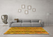 Machine Washable Southwestern Yellow Country Rug in a Living Room, wshtr2674yw