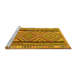 Sideview of Machine Washable Southwestern Yellow Country Rug, wshtr2674yw