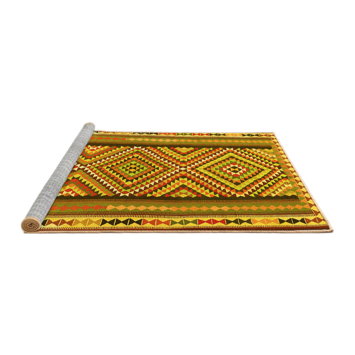 Sideview of Machine Washable Southwestern Yellow Country Rug, wshtr2674yw