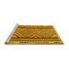 Sideview of Machine Washable Southwestern Yellow Country Rug, wshtr2674yw