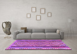 Machine Washable Southwestern Purple Country Area Rugs in a Living Room, wshtr2674pur