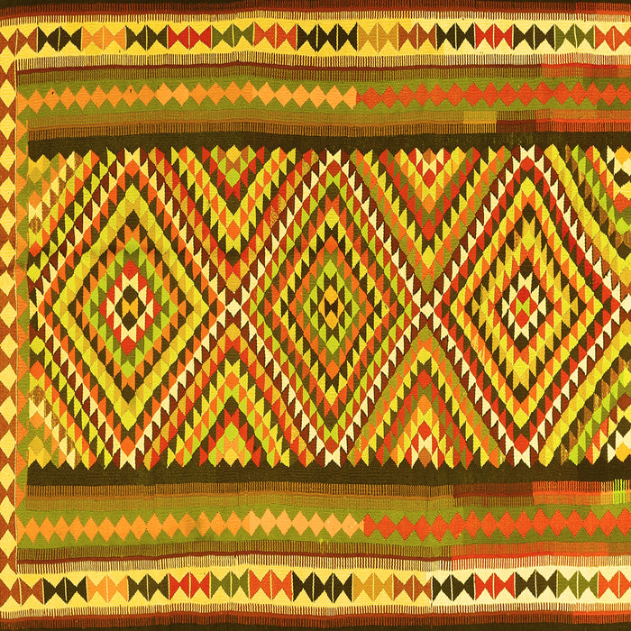 Square Southwestern Yellow Country Rug, tr2674yw