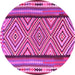 Round Southwestern Pink Country Rug, tr2674pnk